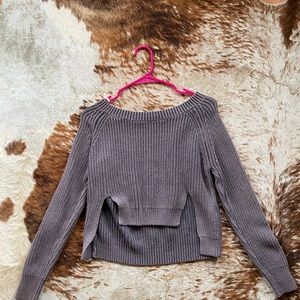 Purple Knit Crop Sweater